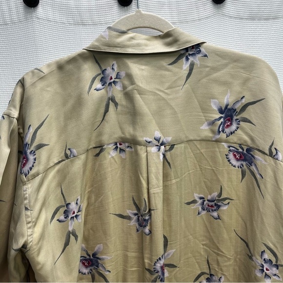 Jos.A.Bank Mens 100% Silk Beige Orchid Print Hawaiian Shirt Size Large - Picture 5 of 7
